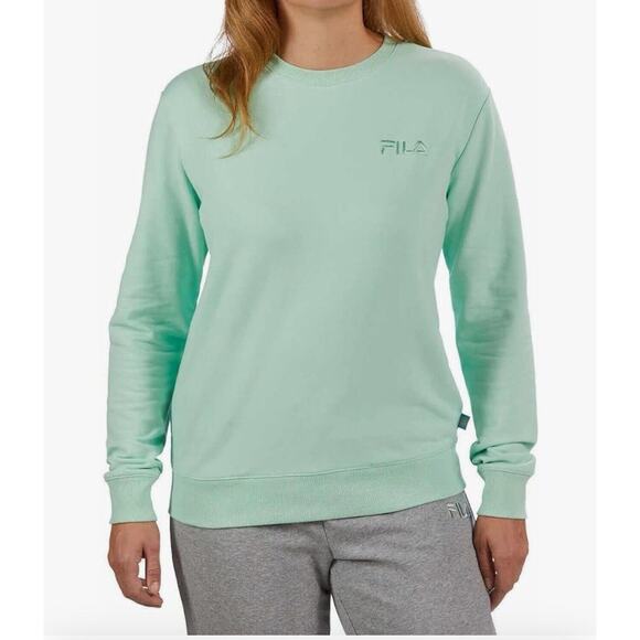 FILA Women Size Medium Sweatshirt Mint Green With Pockets Crewneck French Terry - Picture 1 of 10